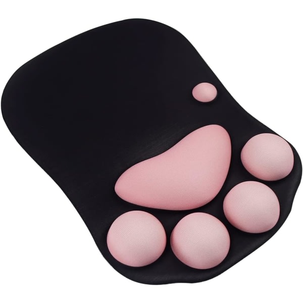 Kattepote musematte med håndledsstøtte, gelmusematte med sklisikker silikonbase, datamusematte Gamingmusematte for lindring av håndledssmerter (svart)