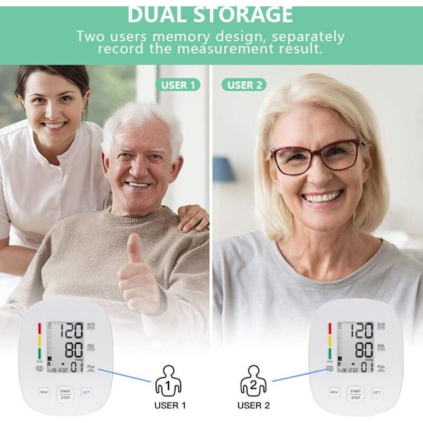 Digital Blodtrycksmätare med Justerbar Manschett 22-42 cm, Puls & 180 Minnesplatser