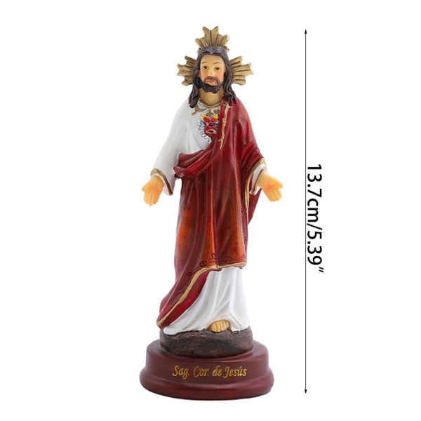 Katolsk Jesus-statue - Kristent håndværk - Jesus-figur - Hjertepynt - Hjertemateriale til familiebøn - Hjemmedekorationer