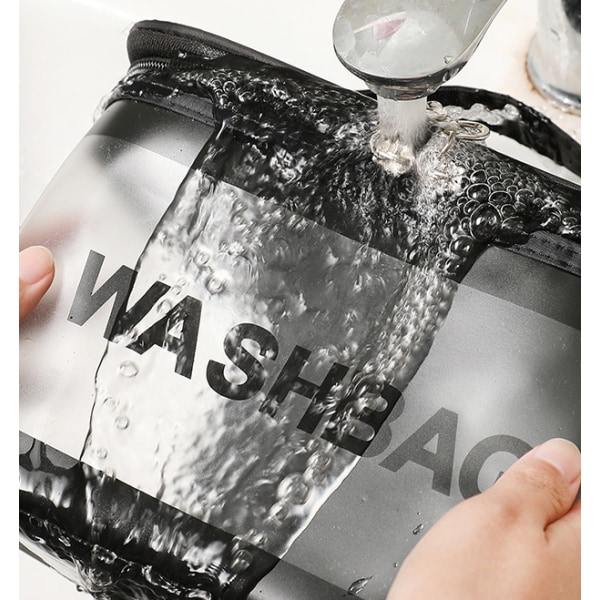 Transparent vandtæt kosmetisk taske med stor kapacitet Bærbar rejse kosmetik taske til kvinder opbevaringspose Håndtaske Sort 21*15*16cm