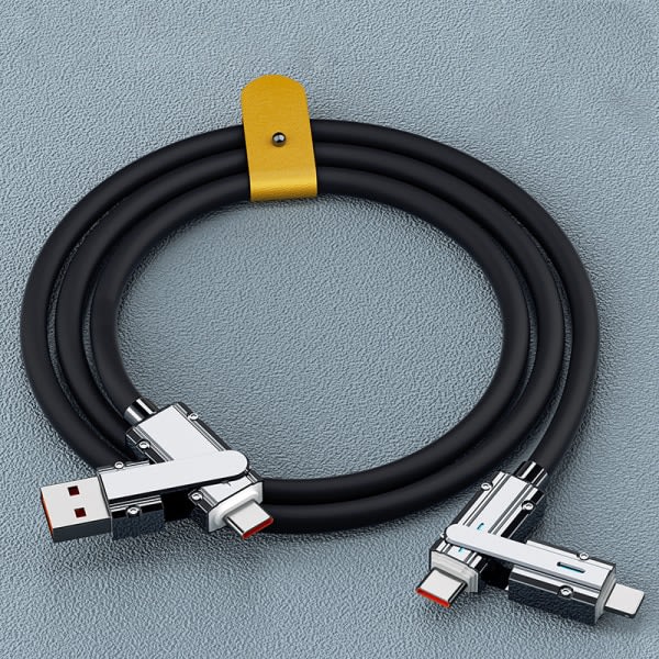 Ny 100W 2 i 2 PD snabb USB kabel för/honor utdragbar portab Svart 1m