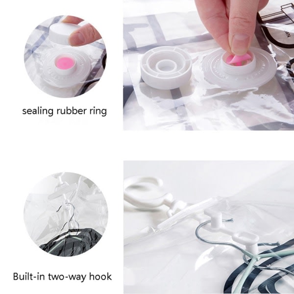 Spara utrymme Hängande vakuumpåse för kläder Anti-damm tätning Compre White 110cmx67cm
