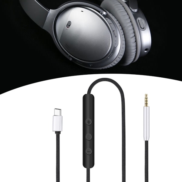 Pålitlig USB C-kabel för QC25/QC35/QC35II/QC45/NC700/Y40/Y45/Y50 Headset Typ C till 2,5 mm sladd med inbyggd mikrofontråd