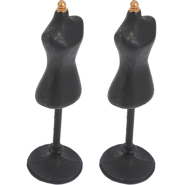 2kpl Miniatyyri Mannekiinidollit Nuken Vaatteiden Näyttöjalusta Tukiteline (8,5X2,5X2,5CM, Musta)