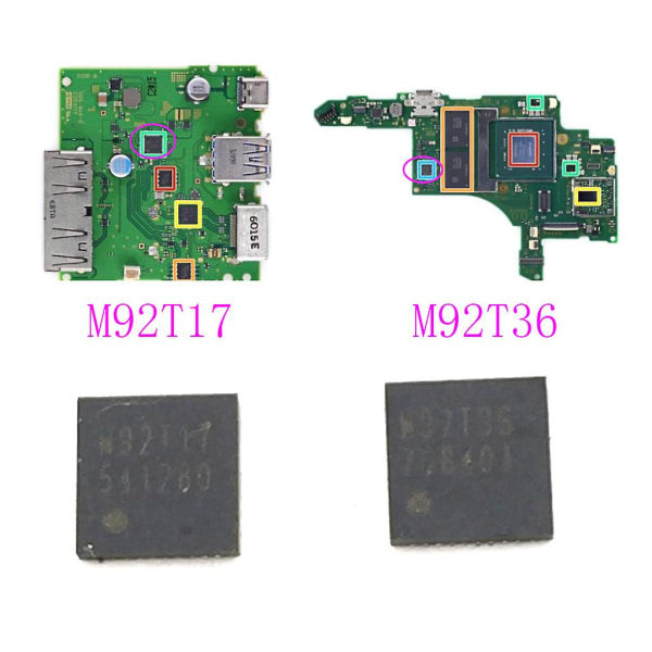 2x IC-chip M92t17/m92t36 Moderkort Power för Switch Batteri Chip