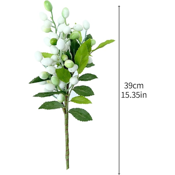 15.35 tum konstgjorda olivgrenar, 4-pack konstgjorda blad med olivfrukter för heminredning (2) 2