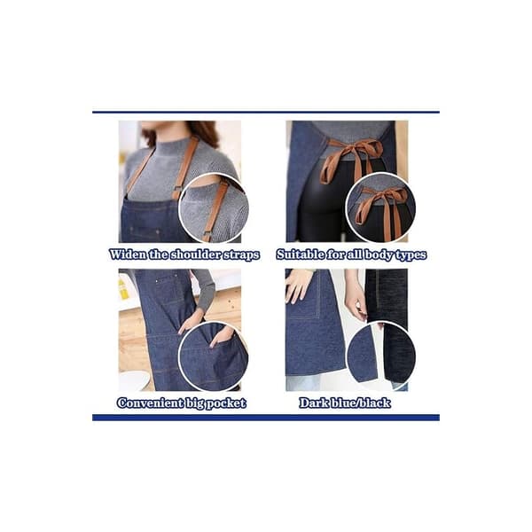 Justerbart Unisex Denimforkle for Matlaging & Håndverk, Mørkeblå