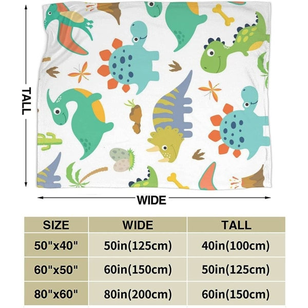 Dinosaurie-slängfiltar, hela säsongen Lättvikts Mjuk Varm Mikrofleecefilt för vardagsrum-p282 50x40in 125x100cm