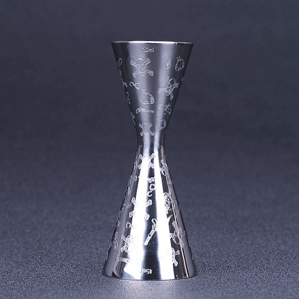 Rustfritt stål dobbeltsidig vinmålebeger unsebeger cocktail shaker integrert hodeskalle hode målebeger [30/45ml]