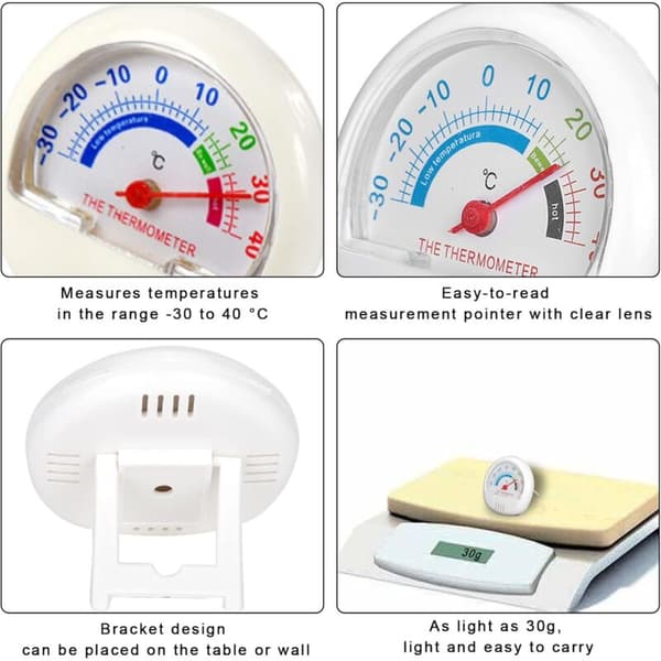 Mini Køleskabsfryser Termometer Stort Mekanisk Urskive Termometer (Hvid)