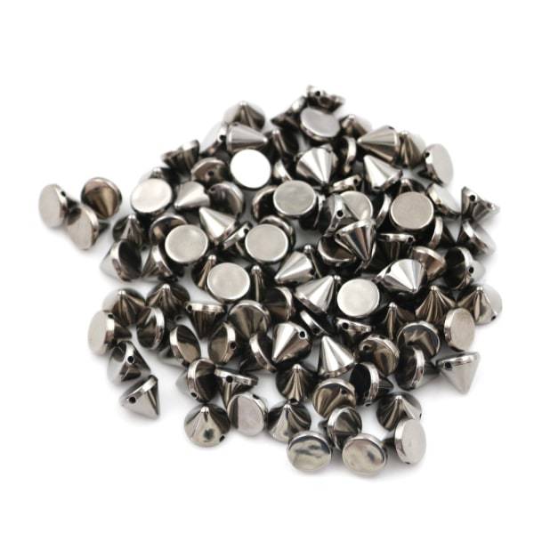 100 st 10 mm Dubb Rund Spike Nit Craft Bag Läder DIY Svart
