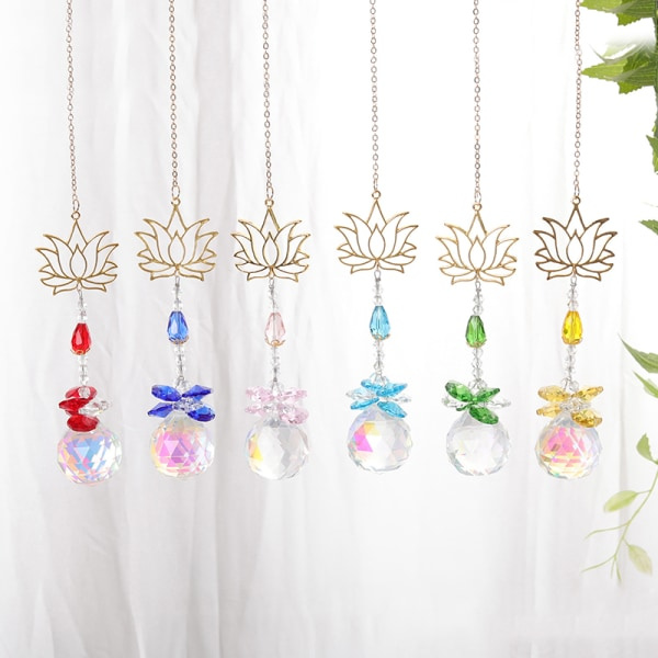 1:a solfångare Crystal Lotus hängande solfångare i målat glas Grön