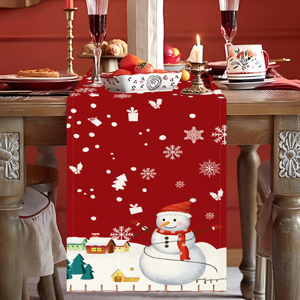 Jul Snefnug Linned Bordløber Dresser Skærfe Bord stil 3 One Size style 3 One Size