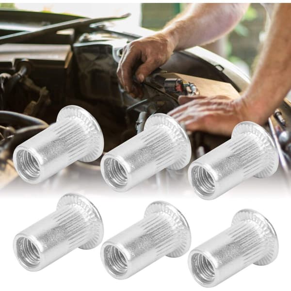 100 stk. M5 Rivmutter, Aluminium Rivmutter, Rivmutter med flatt hode og gjenger, M5 Rivmuttere Innsettingsmutter for biler, møbler, heiser, dekorasjon
