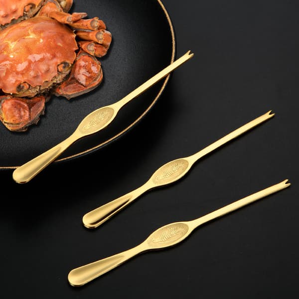 4-delt Krabbe Pick Sæt i Rustfrit Stål til Skaldyr og Seafood Small 15cm Silver