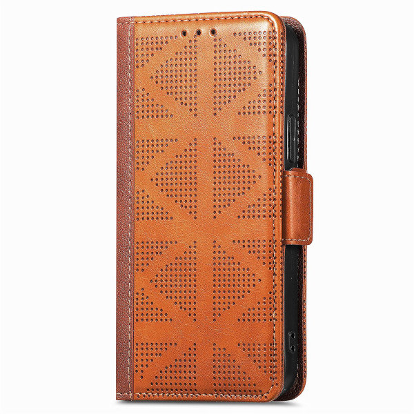 Til Samsung Galaxy A13 5G Anti-fald Beskyttelse Kryds Rhombus Præget PU-læder + TPU-cover med Pung Stativ - Khaki Brun
