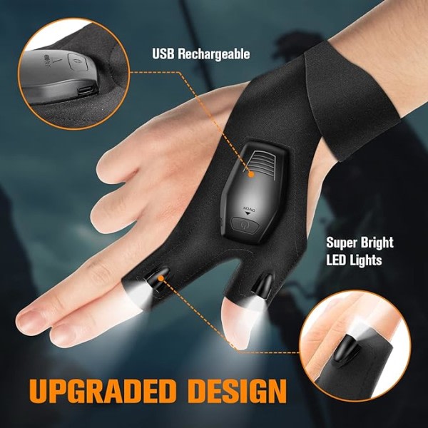 LED nattfiske remsa ljus Fiskehandskar Utomhusfiske belysning Reparationsenhet Torrbatteri Handskeljus 40*14cm