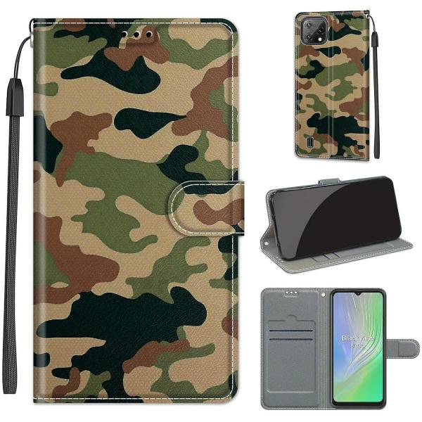 Fodral för Blackview A55 Case Flip Mönster Magnetisk cover - Kamouflage