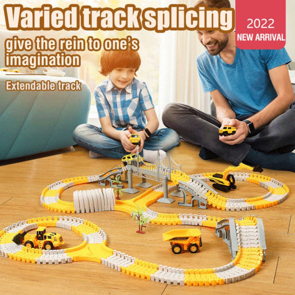 Barnkonstruktion Bil Leksak DIY Race Track Elektrisk Bilspår Race Set Småbarn Julgåva Förälder-Barn Interaktiv Leksak null - A