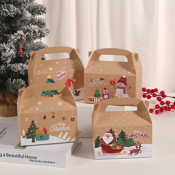 4 stk Kakeboksform God Jul Godisbokser Poser Jul C one size C one size