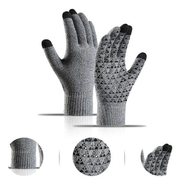 Vinterstrikkede varme handsker Tykke ensfarvede varme Touch Warm Ridi GRÅ OneSize GRAY OneSize