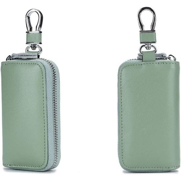 Nyckelplånbok i läder, bilkorthållare, plånbok med dragkedja, unisex