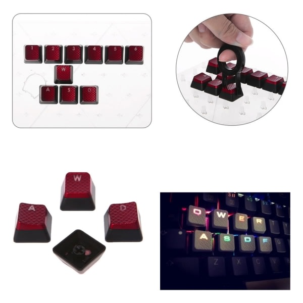 10 Pcs Backlit Keycaps for Corsair K70 RGBK70 K95 K90 K63 K65 Mechanical Keyboard Keycap Replacement Anti-Slip Red