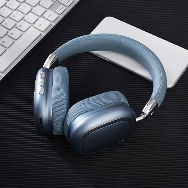 Langat, taitettavat, melunvaimentavat metalliset kuulokkeet, lahja Mobile Universal korttipeli Low Latency HIFI puhelu nahka mukava musta Black
