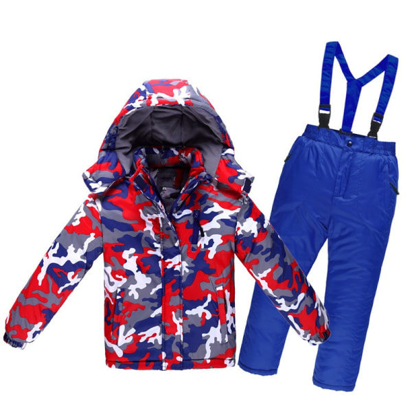 Barne skidress for gutter og jenter vindtett vanntett tykkelse blå 12A blue 12A