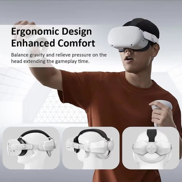 Elite-päähihnan kanssa yhteensopiva Oculus Quest 2 -lisävaruste, säädettävä, vähentää pään painetta, mukava VR-pelaaminen