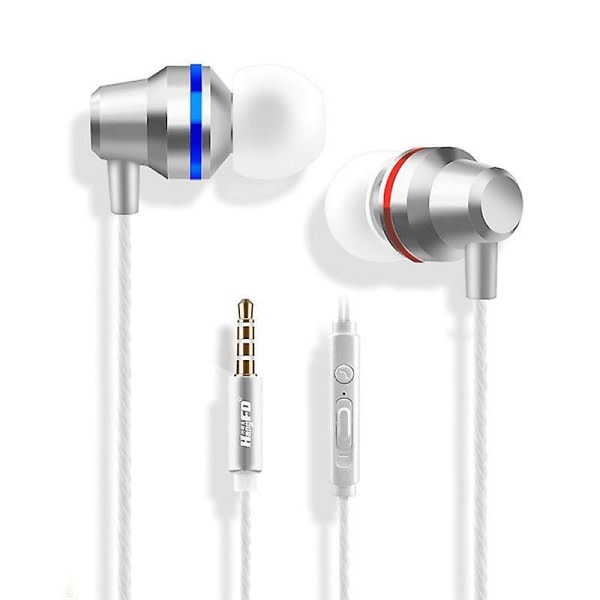 Extra bas hörlurar trådbundna hörlurar 3,5 mm hörlurar med mikrofon nudlar stil sport headset silvery silvery