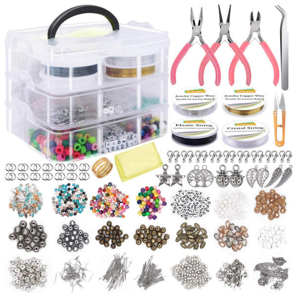 Smykker Tilbehør Assorterede Perle Sæt Charms Fund Beslag Halskæden Tang Armbånd Øreringe DIY Tilbehør