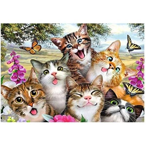 Timanttimaalaus Täysi timantti Diamantbroderi Happy Cat DIY Timanttibroderi Sarja Täysi Timantti Kirjonta Ristipisto Koti Makuuhuone Seinäkoriste