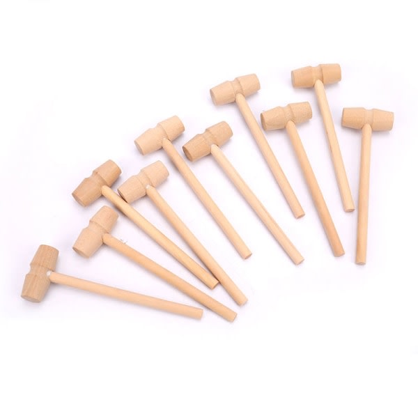10 stycken Mini trä hammarbollar Toy Pounder Ersättningsträ trä onesize wooden onesize