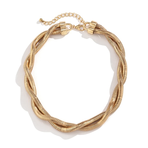 Punk Twisted Rope Chain Halsband naiselle Cuban Chunky Chain Gold