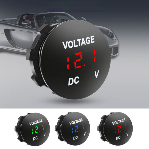LED-digitaalinen jännitteenmittauslaite autoon ja moottoripyörään, jännitteenmittaus DC 12V-24V ajoneuvoille, sininen