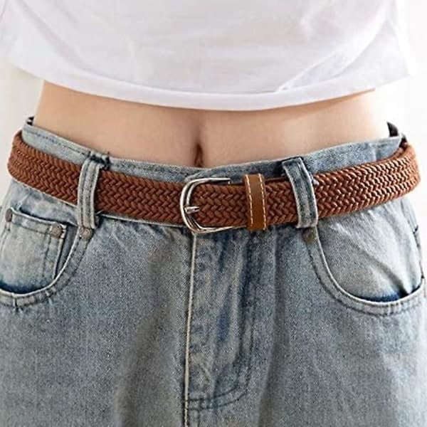 CDQ Dam 2-pack Stretch Canvas Flätad Bälte - Damjeansbälten, One Size
