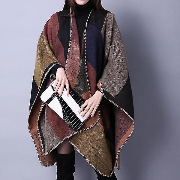 Poncho-kapper for damer Klassiske sjalomslag koftor Løse Elegante tykke filt-sjaler