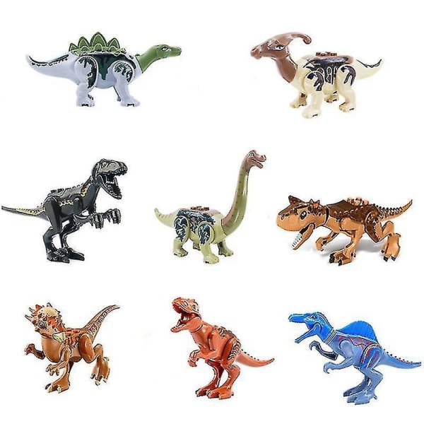 8 stk Tyrannosaurus Rex, Brontosaurus, Spinosaurus Brachiosaurus, pædagogisk montering til børn