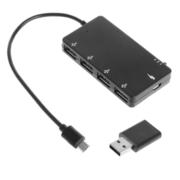 USB C Hub, 5 i 1 USB-C splitter med 4 USB-grensesnitt USB Hane til Micro USB Hona Adapter for smarttelefon-nettbrett