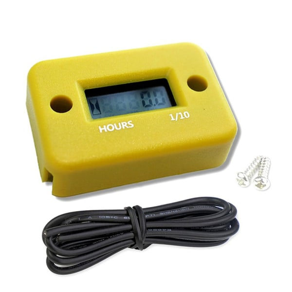 Lille digital motor tachometer Timetæller Båd scooter Mini timer akkumulator Gul