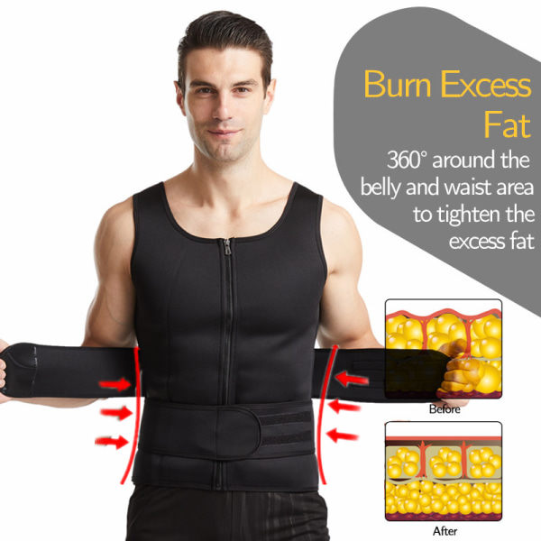 1-pack herr väst med dubbelbälte Shapewear, förstärkt svettgummikorsett, sportbukbälte Fitness (L)