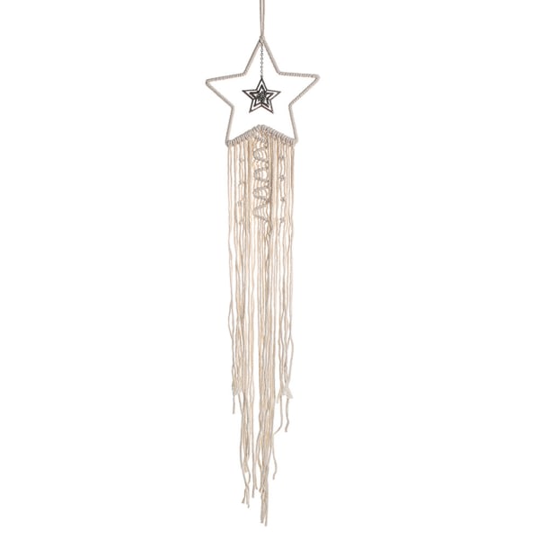 Bohemisk Chic Makramé Väggbonad Tapet Måne Stjärna Uggla Drömfångare Väggdekor Boho Vävd Tapet null - 2