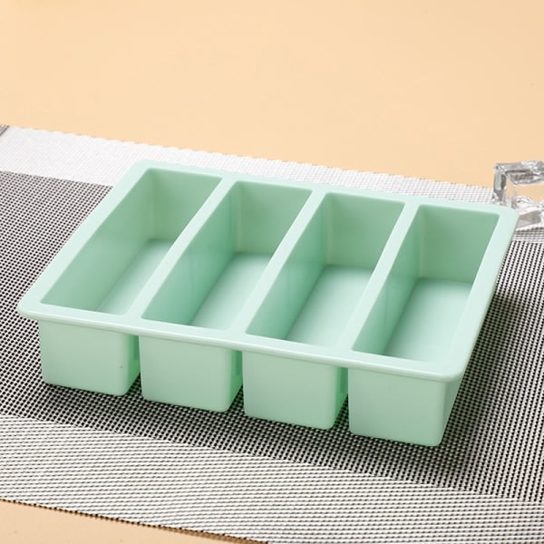 1 st 4 rutnät långremsa silikoniskuber fyrkantig form DIY C Grön