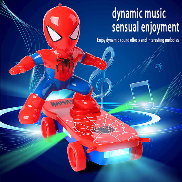 Uusi leksaker Spiderman Automatic Flip Rotation Skateboard Electric Blue One Size Blue One Size