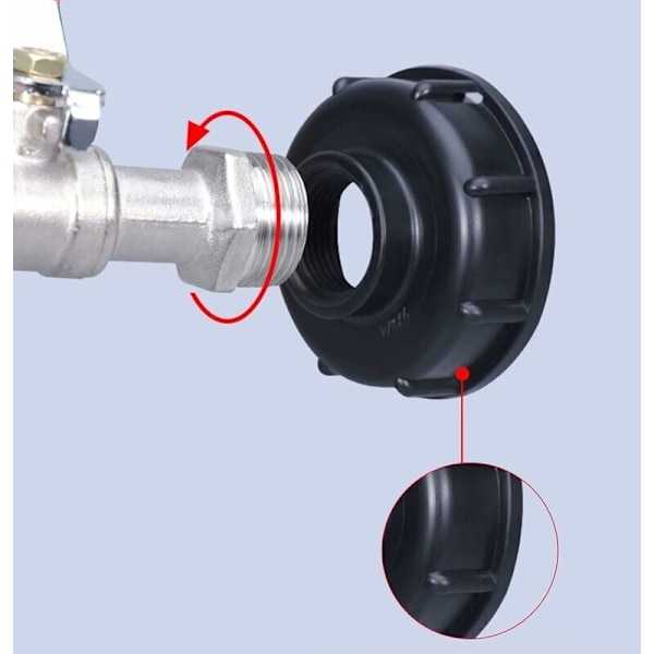 1000L Tankhane med haveslangehaneadapter, S60X6 IBC-hane-stik, havehane til regnvandsopsamler. Alloy 3/4