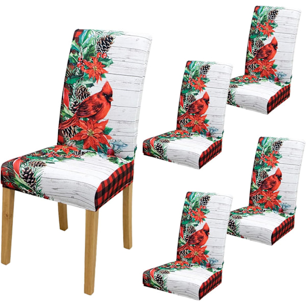 4/6-pack Julstolsöverdrag, 17,7 tum Stretchöverdrag för Matstolar, Julgransdekoration 4pcs #-7