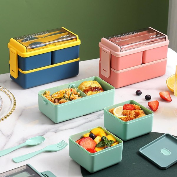 Pinottava Bento Box Aikuisten Lounaslaatikko, 1400 ml Bento Box Lounaslaatikko, Aikuisten Bento Box Irrotettavilla Lokeroilla, Bento Box Lounaslaatikko