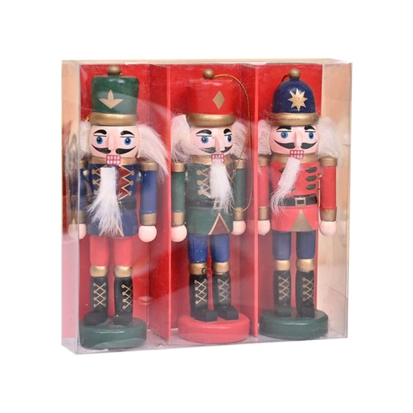 3 st/ set jul nötknäppare prydnad trä stående för krigare statyett dekoration hem festtillbehör Present till barn