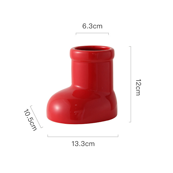 Skorformad vas i keramik, elegant ins-stil, hydroponisk vas med högt utseende, enkel prydnad, julklapp red
